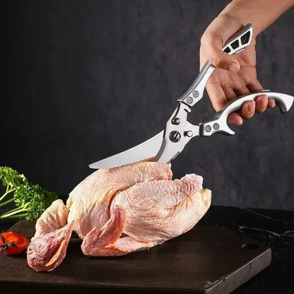 Laser Damascus Kitchen Knife Set – Cleaver, Meat, Fruit, Bread, Boning Knife and Chicken Scissors for Barbecue and Home Cooking
