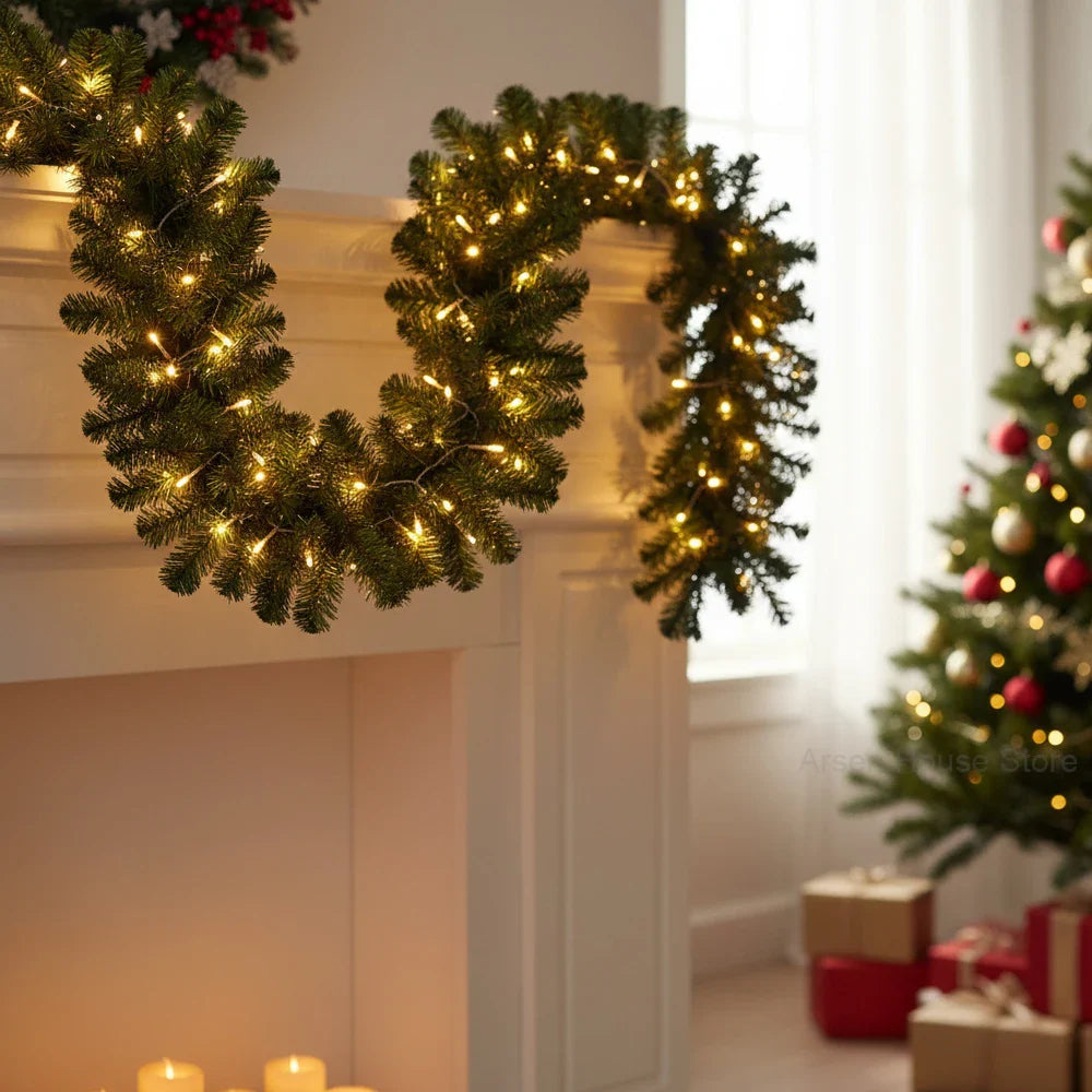 2.7M Christmas Garland – Artificial Pine Rattan Wreath for Tree, Home, Wall, Door & Fireplace Decor