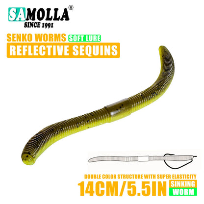 Soft Bait Senko Worms – 10cm/14cm, 10-15pcs Bag Wacky Stick Fishing Lures for Bass & All Fish