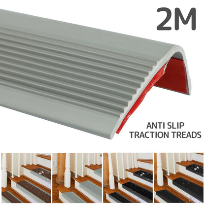 Soft PVC Stair Edge Protector – Non-Slip L-Shape Self-Adhesive Step Trim, 2m Stair Nose Edging Strip
