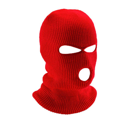 Motorcycle Windproof Full Face Knit Hat - Custom Ski Mask for Men, Warm Wool Balaclava with 3 Holes, Embroidered Winter Ski Mask