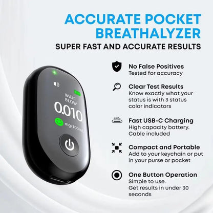 New Mini USB Rechargeable Alcohol Breathalyzer – Professional Alcoholometer with Large Battery Capacity
