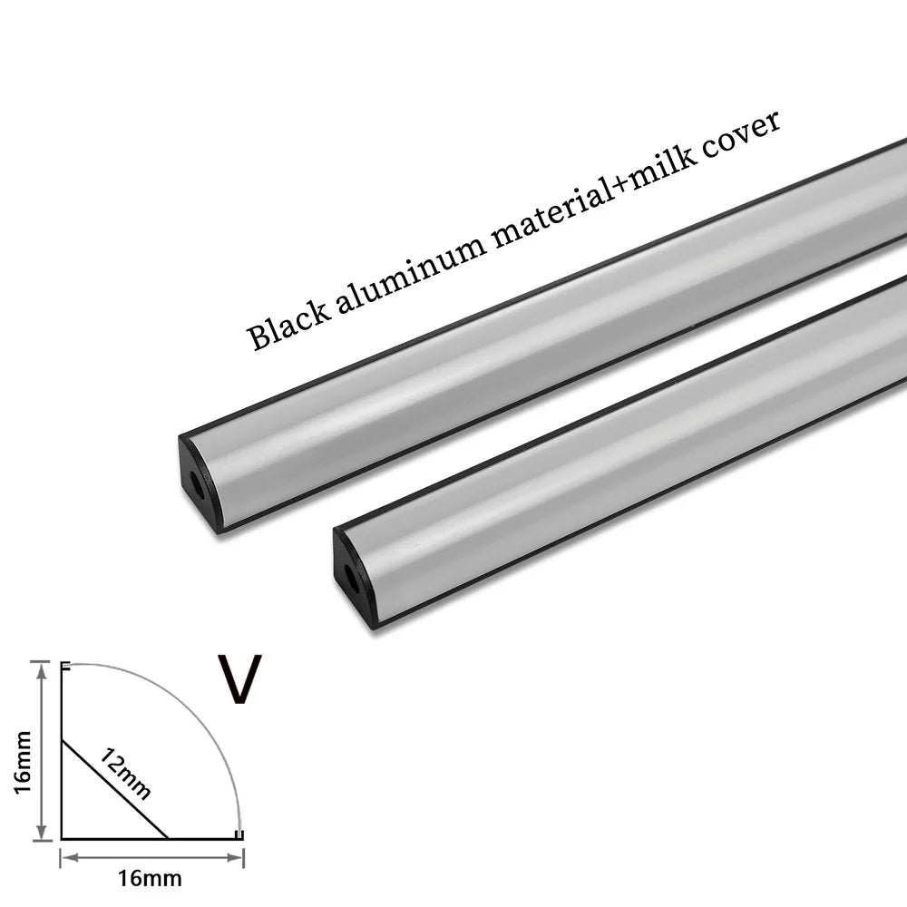 LED Aluminum Profile Channel - Black U/V Shape Housing Cover for 8-12mm Light Strips