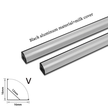 LED Aluminum Profile Channel - Black U/V Shape Housing Cover for 8-12mm Light Strips