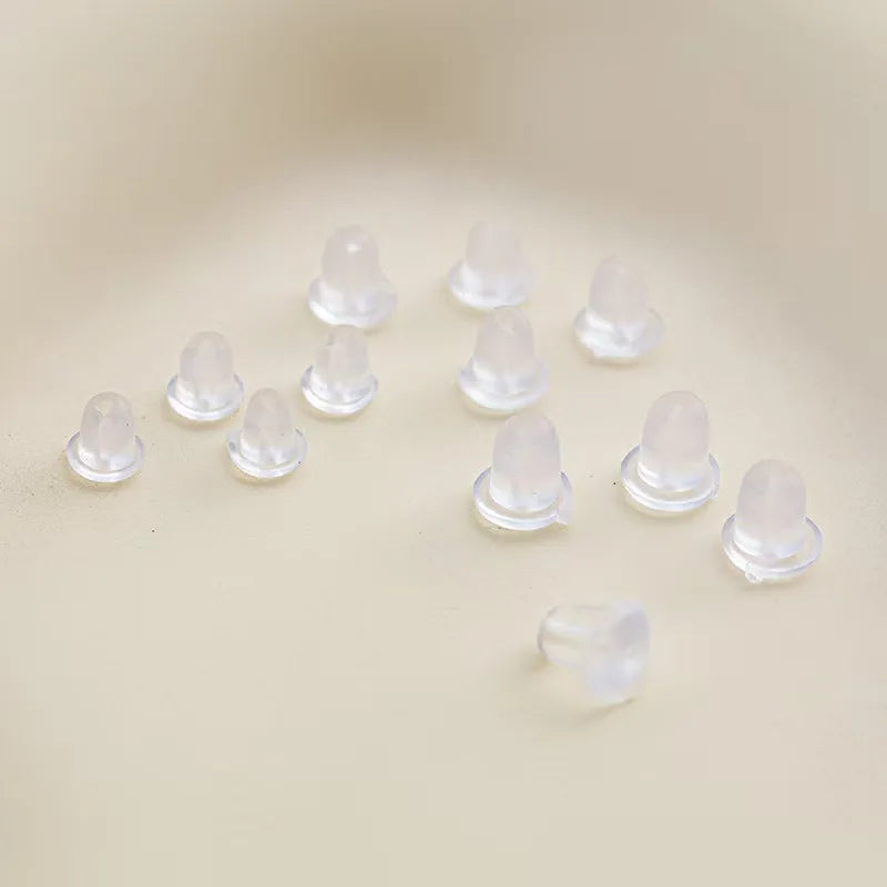 100pcs Clear Silicone Earring Backs – Soft Rubber Safety Bullet Stopper Jewelry DIY Accessories Ear Plugs Replacement