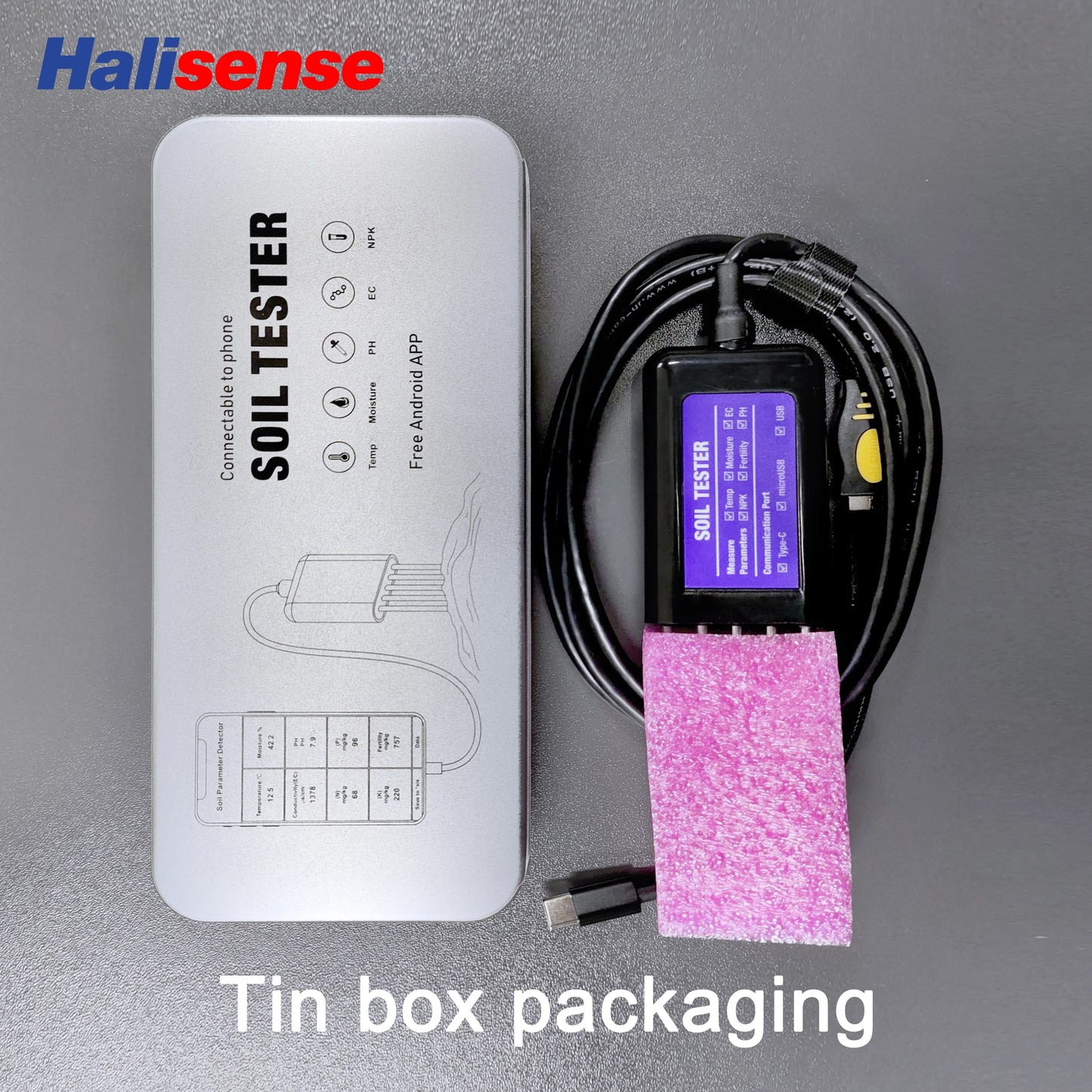 8 in 1 Soil Tester with USB Type-C – Temperature, Moisture, EC, PH, NPK, Portable Sensor, Free Android App