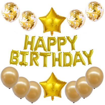 16-Inch Happy Birthday Foil Balloons Set – Pink & Blue Letter Balloons for Birthday Party Decoration