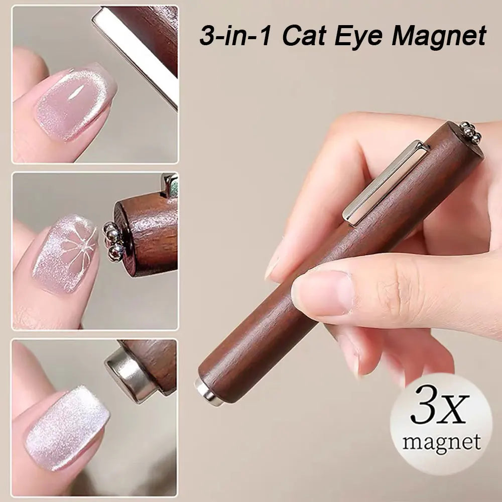 3-in-1 Magnetic Cat Eye Nail Stick – 130mm Multifunctional Gel Polish Magnet Pen with Strong Cylinder Design