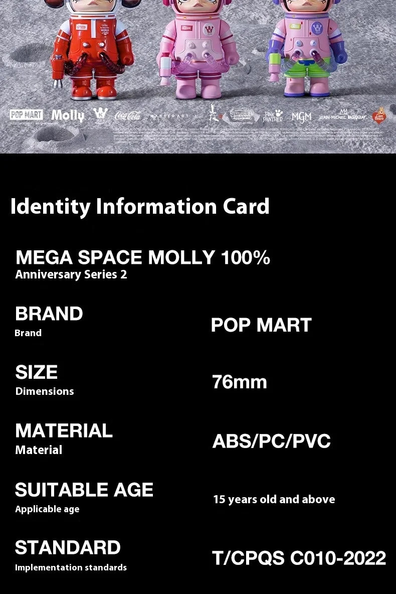 Popmart Mega Collection Space Molly 2.0 Blind Box – 100% Anniversary Replica Guess Package Collectible Figures