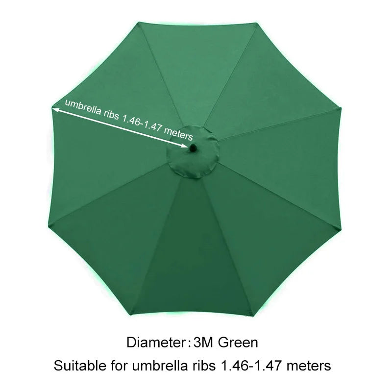 Umbrella Replacement Canopy 6/8 Ribs – Waterproof Patio Parasol Cover for 7.5/9/10ft Outdoor Beach & Garden (No Stand)