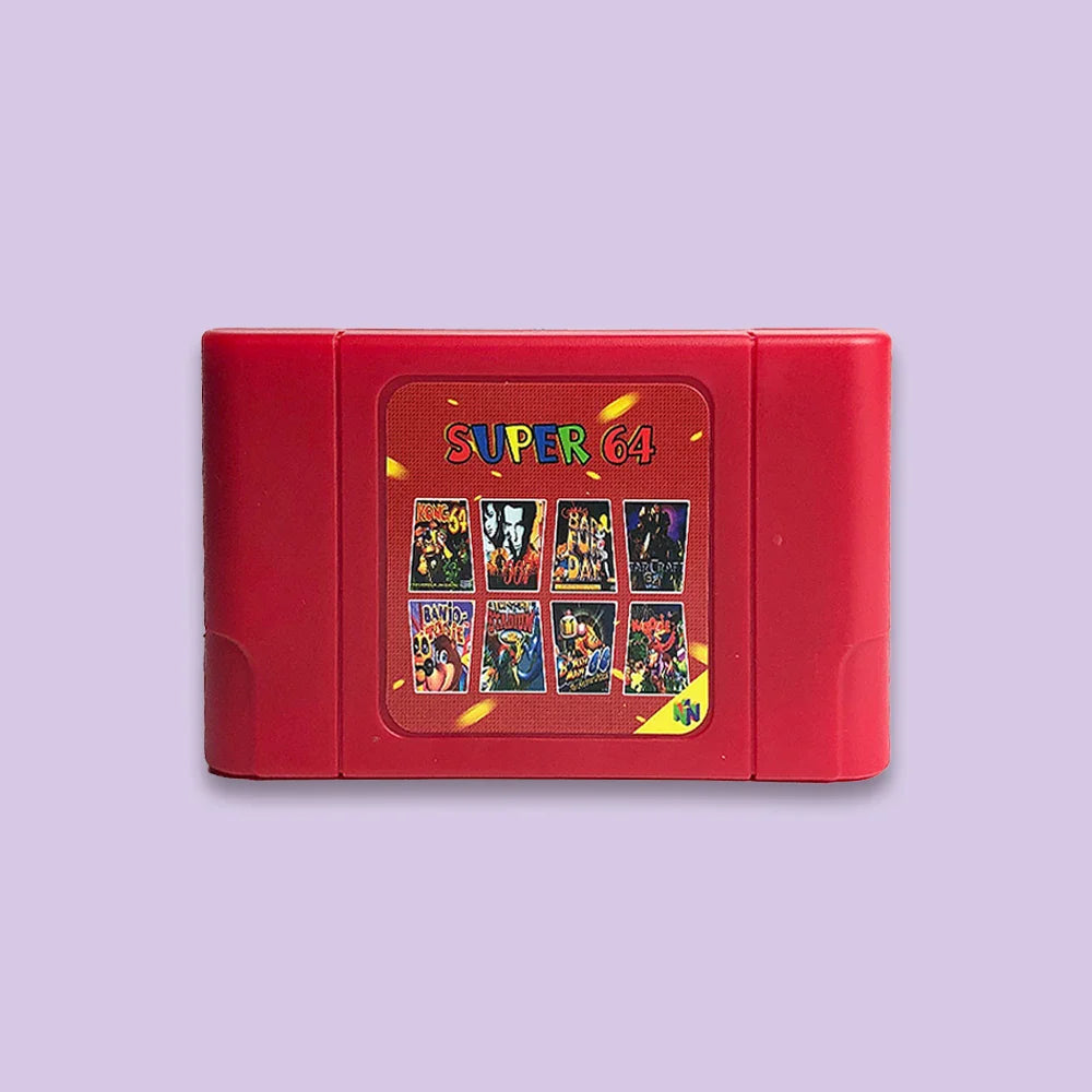Super 64 Retro Game Cartridge — 340-in-1 N64 Game Card, Region-Free with 16GB Memory for Nintendo 64