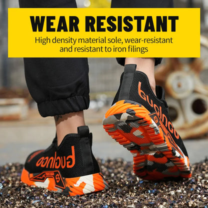 Stay Stylish and Protected with Fashion Sports Steel Toe Work Boots - Puncture-Proof Safety Shoes for Men