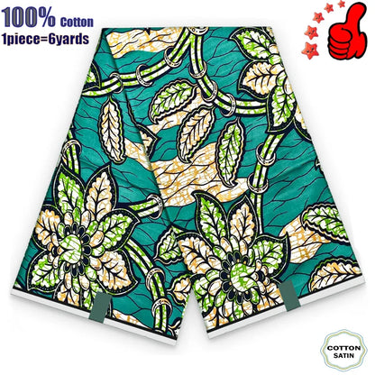 African Real Wax Print Fabric - 100% Cotton Ghana Nigeria Style Ankara Batik Sewing Material