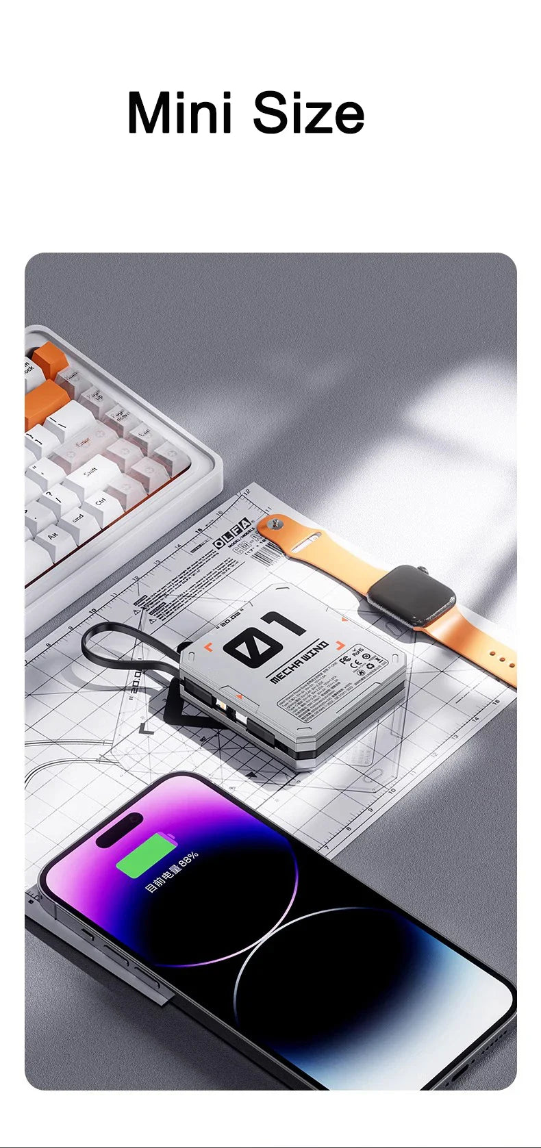 10000mAh Magnetic Wireless Power Bank - 22.5W Fast Charging, Portable Mini External Battery Charger with Cable for Xiaomi