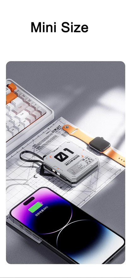 10000mAh Magnetic Wireless Power Bank - 22.5W Fast Charging, Portable Mini External Battery Charger with Cable for Xiaomi