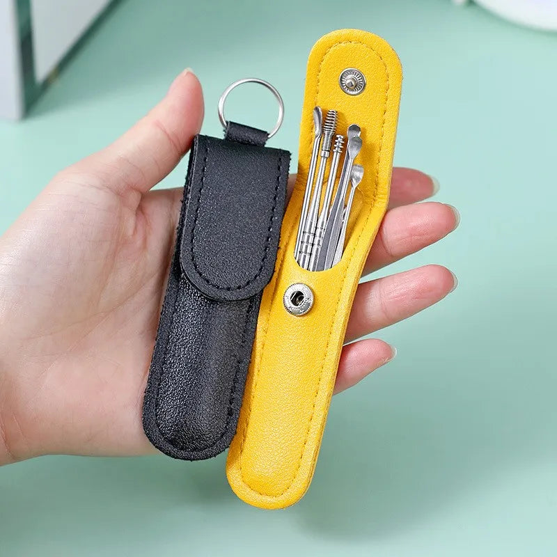 6PCS Stainless Steel Ear Wax Removal Kit | Ear Cleaner Pickers, Curette Spoons & Piercing Care Tools