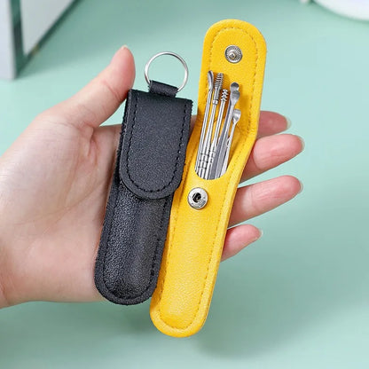 6PCS Stainless Steel Ear Wax Removal Kit | Ear Cleaner Pickers, Curette Spoons & Piercing Care Tools