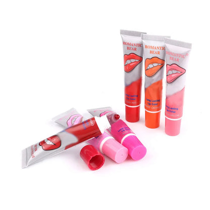 6 Color Peel-Off Lip Gloss Lipstick – Waterproof Long-Lasting Shine Lip Tint Set