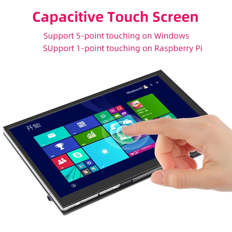 7 Inch Portable IPS Touch Screen Display – 1024x600 Monitor with Optional Speakers for Raspberry Pi 5/4B/3B+, Laptop, PC