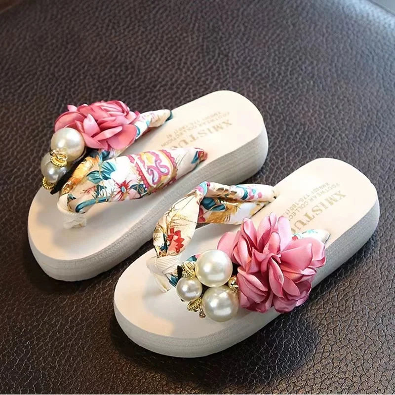 Kids Thick Sole Beach Sandals - Non-Slip Parent-Child Flip-Flops for Girls