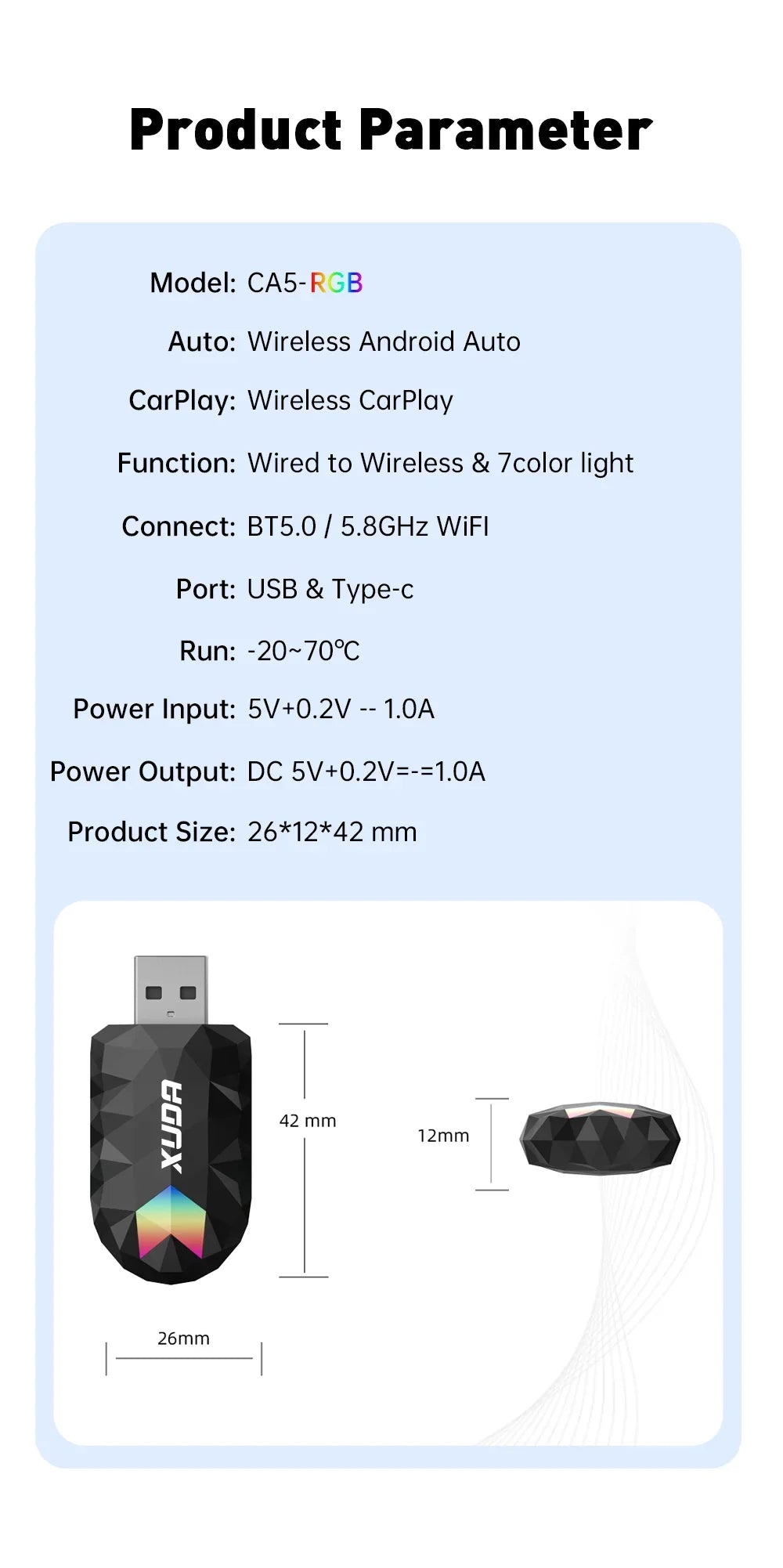 XUDA 2-in-1 Wireless CarPlay & Android Auto Mini Box - Plug & Play, Automatic Connection for 99% of Cars