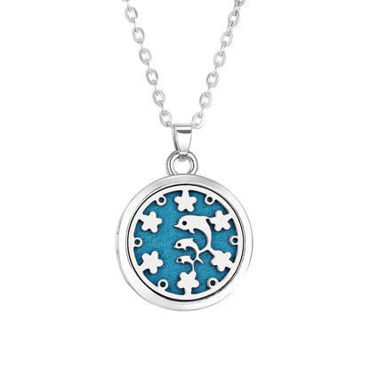 Tree of Life Aromatherapy Necklace – Stainless Steel Essential Oil Diffuser Locket Pendant