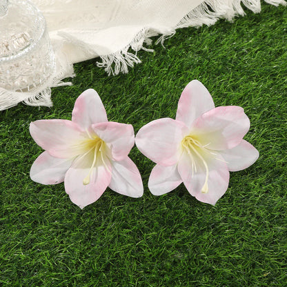 Simulated Orchid Flower Hairpins – White & Pink Hair Clips for Women, Summer Travel Seaside Fashion Headwear