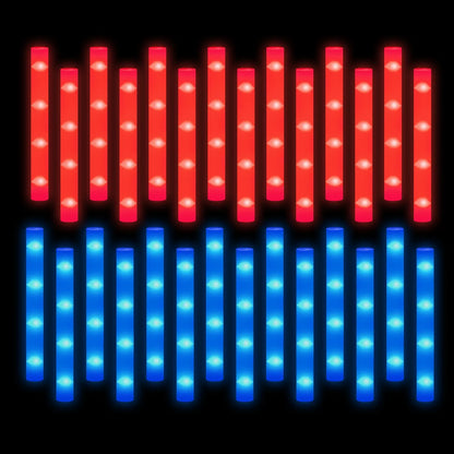 400-30PCS LED Foam Glow Sticks – 3 Modes Party Supplies for Weddings, Birthdays, Concerts, Halloween & Christmas