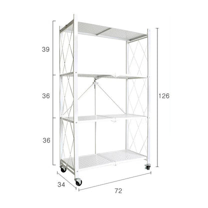 Foldable Large Iron Frame Storage Shelves – Installation-Free Standing Metal Shelving Unit for Kitchen
