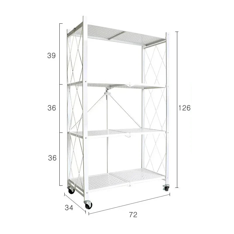 Foldable Large Iron Frame Storage Shelves – Installation-Free Standing Metal Shelving Unit for Kitchen