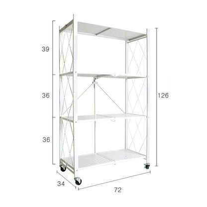Foldable Large Iron Frame Storage Shelves – Installation-Free Standing Metal Shelving Unit for Kitchen