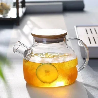 1.8L Transparent Borosilicate Glass Teapot – Heat-Resistant Large Clear Tea Pot for Puer, Flower Tea, Office & Home