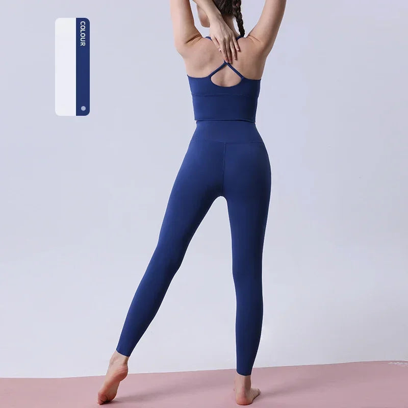 2-Piece Women’s Yoga Tracksuit – Athletic Pilates Fitness Set with Sports Bra & Leggings for Gym Workout