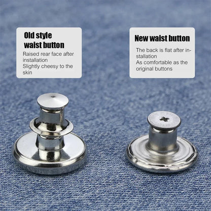 Metal Jeans Buttons Replacement Kit - 10Pcs 17mm Screw-on No-Sewing Buttons for Clothing Repair, Nailless Jean Buckles