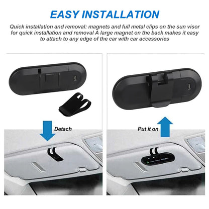 Bluetooth Handsfree Car Kit Speaker with Sun Visor Clip – Wireless Stereo MP3 Audio Receiver & Speakerphone