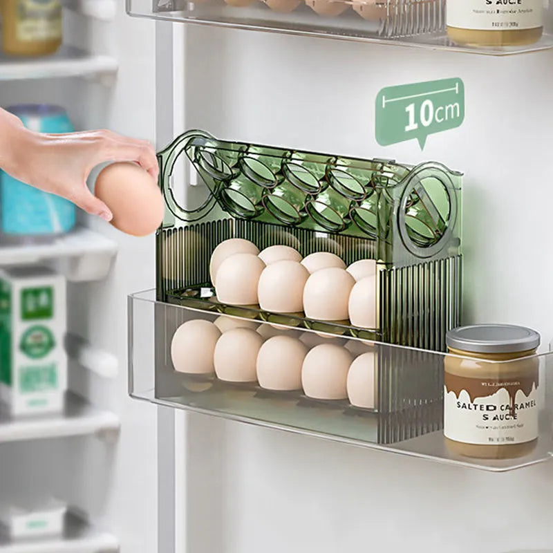 Egg Storage Box Refrigerator Organizer - Food Containers Fresh-keeping Case Holder Tray Dispenser for Kitchen
