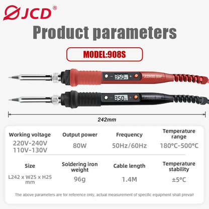 JCD 60W/80W Electric Soldering Iron – Adjustable Temperature with Digital Display for Welding & Repair