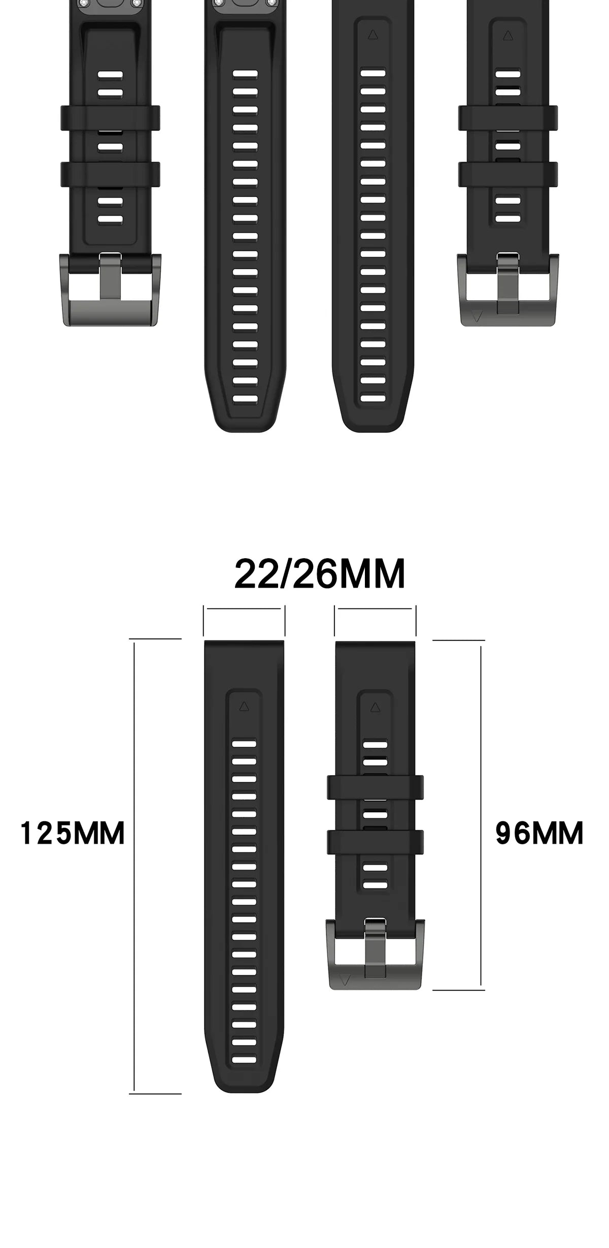 Silicone Watch Strap for Garmin Fenix 7X/7/7S/6/6X/5X/5S/3HR/945/935 – QuickFit 20/22/26mm Wrist Band