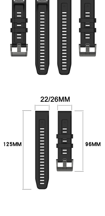 Silicone Watch Strap for Garmin Fenix 7X/7/7S/6/6X/5X/5S/3HR/945/935 – QuickFit 20/22/26mm Wrist Band