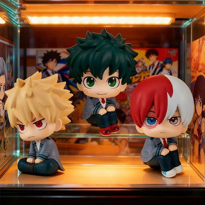 Super Cute Chibi Anime PVC Figures – My Hero Academia Style Izuku Midoriya, Katsuki Bakugo & Shoto Todoroki Collectible Toys