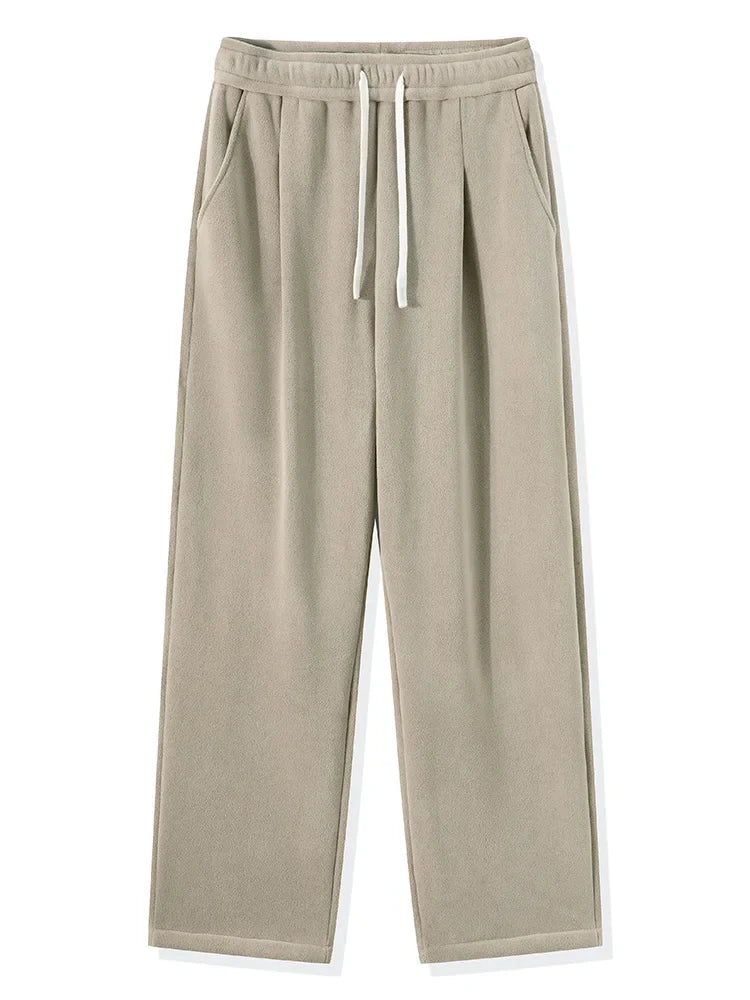 Winter Men’s Korean Fashion Fleece Sweatpants – Thick Warm Wide Leg Loose Thermal Track Pants