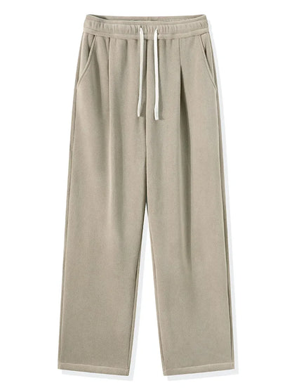 Winter Men’s Korean Fashion Fleece Sweatpants – Thick Warm Wide Leg Loose Thermal Track Pants