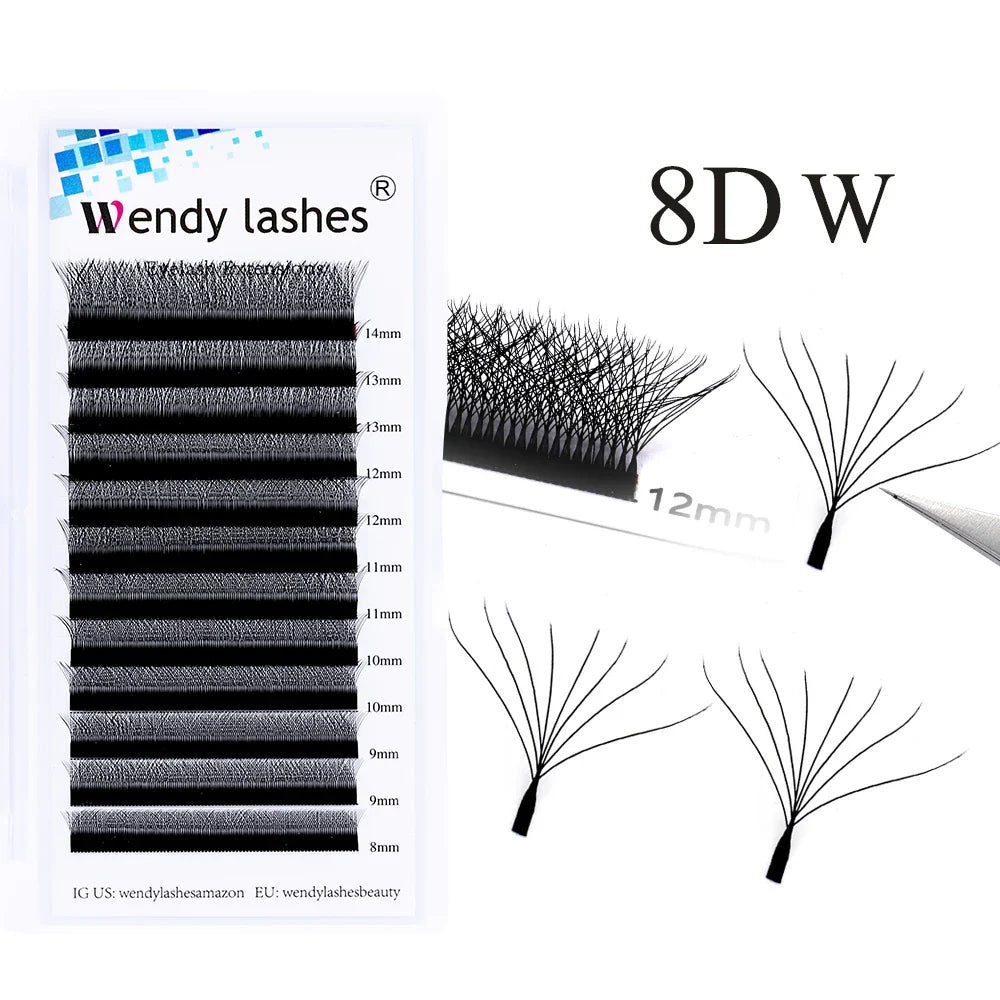 Wendy Lashes YY Shape Eyelash Extensions – Automatic Flowering W-Shape 3D-8D Premade Black Lashes