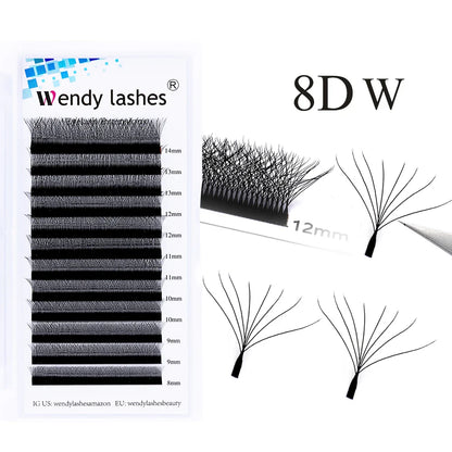 Wendy Lashes YY Shape Eyelash Extensions – Automatic Flowering W-Shape 3D-8D Premade Black Lashes
