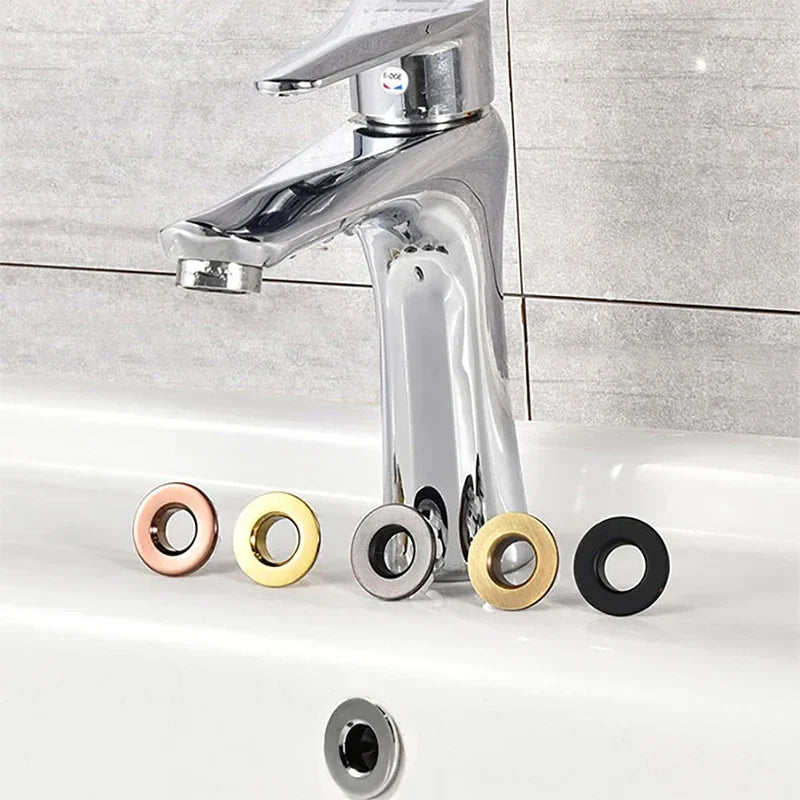 Brass Bathroom Sink Overflow Cover Cap – Chrome Trim Basin Faucet Hole Ring Insert Replacement, Bathroom Accessories for Universal Fit & Easy Installation