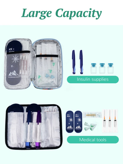 Large Portable Insulin Cooler Bag – Lightweight Durable Travel Cooler for Outdoor Camping and Travel