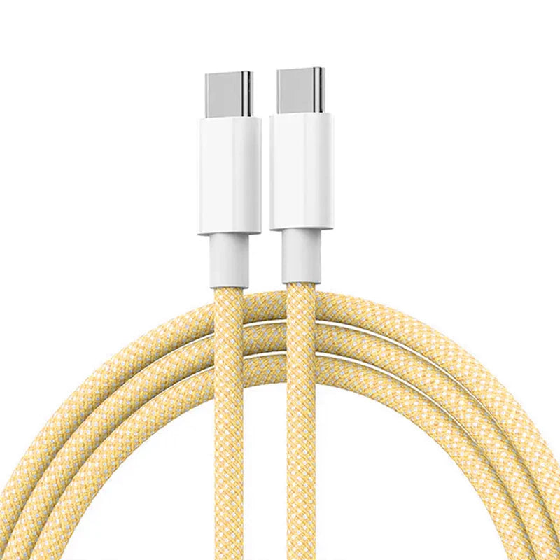 USB-C to USB-C Fast Charging Cable – 60W PD Braided Data & Charger Cable for iPhone 15, Android, Samsung, Huawei