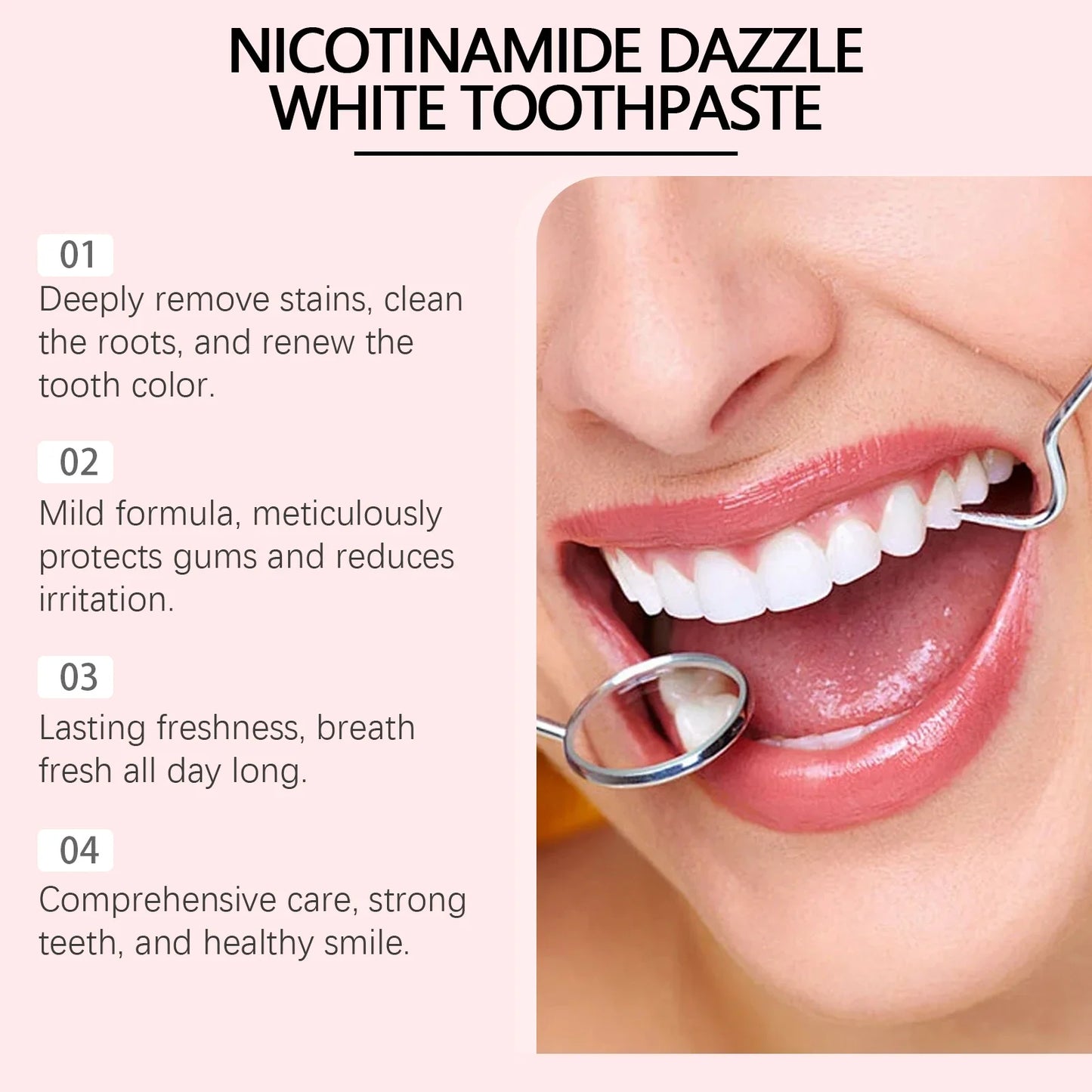 Niacinamide Whitening Toothpaste – Stain Removal, Plaque Reduction & Fresh Breath