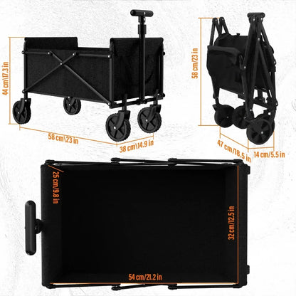 Outdoor Camping Handcart – Foldable Wheels for Easy One-Hand Operation, Portable Cargo Transport for Hiking & Adventures