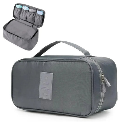 Portable Travel Organizer Bag - Multi-Function Bra Underwear Storage Case and Cosmetic Toiletry Pouch for Outdoor Trips